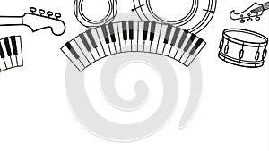 Collection of Musical Instruments in a Stylized Line Art Design