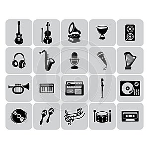 Collection of musical instruments. Vector illustration decorative design