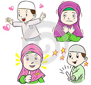 Collection of Muslim Kids Cartoon photo