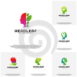 Collection Nature Head science logo vector, Head intelligence logo designs concept vector