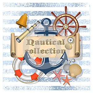 Collection of nautical designed elements