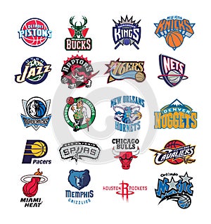 Collection of NBA team logos vector illustration