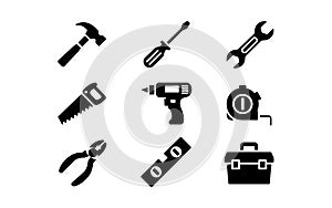 Workshop Tools Icons Set hammer screwdriver AI-Generated