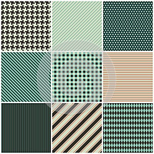 Collection of nine seamless patterns
