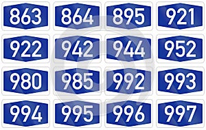 Collection of Numbered highway shields of German Autobahn system