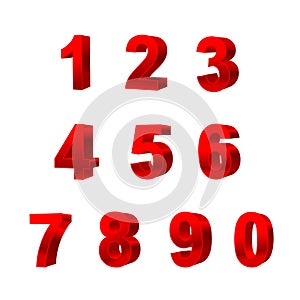 Collection of numbers isolated on white background 3D