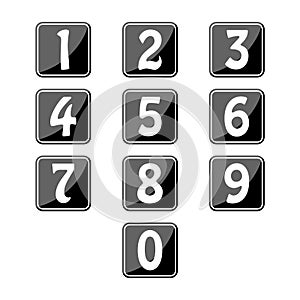 Collection of numbers set buttons isolated on white background