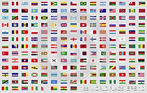 Collection official national flags of the world. Vector illustration