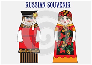 Collection ofrussian souvenir. matryoshka. vector illustration