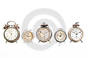 Collection of old alarm clocks