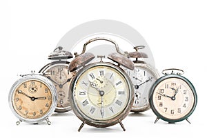 Collection of old alarm clocks