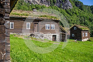 Collection of old cabines in rural Norway