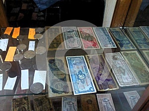 Collection of old coins and bills