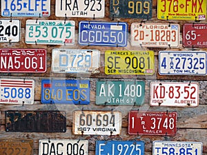 Collection of old license plates photo