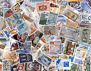Collection of old postage stamps of Greece.