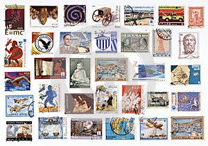 Collection of old postage stamps of Greece.