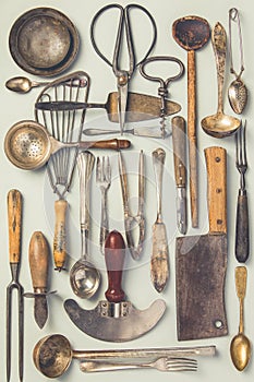 Collection of old vintage cutlery