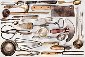 Collection of old vintage cutlery