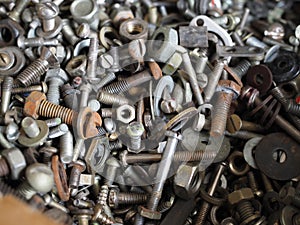 Collection old vintage mix Nuts Bolts Background
