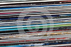 Collection of old vinyl records.