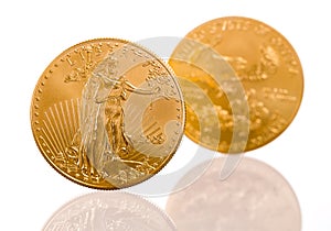 Collection of one ounce gold coins photo