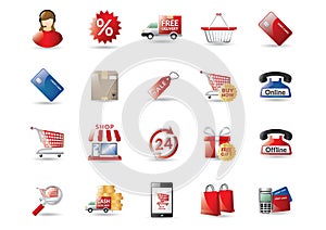 Collection of online shopping icons. Vector illustration decorative design