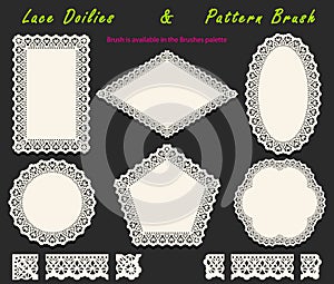 Collection of Openwork White Lace pattern brush and diversified lacy napkins, doilies and tracery elements