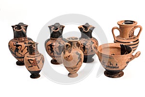 Collection of original Greek vase from archaeological