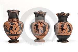 Collection of original Greek vase from archaeological