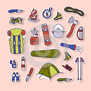 Collection of outdoor adventure stickers