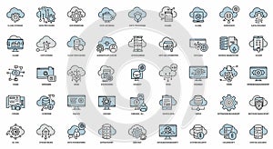 Cloud Computing and Data Management Icon Set