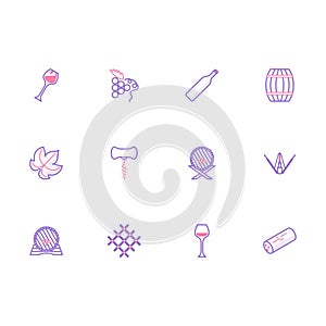 Collection of outline wine icons