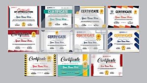 Collection Pack of Certificate of Appreciation or Achievement Vector Design Template