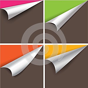 Collection of pages curl corner vector