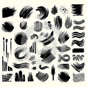 Collection of paint brush marker ink stokes textures