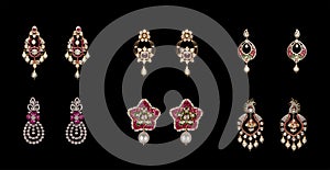 Collection of pairs of diamond earrings