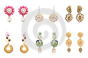 Collection of pairs of diamond earrings