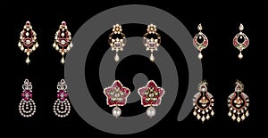 Collection of pairs of diamond earrings photo