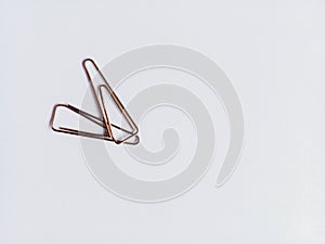 Collection of paper clips isolated on white background.