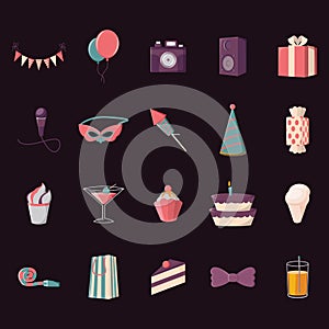 Collection of party icons. Vector illustration decorative design