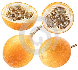 Collection of passionfruit. Granadilla or grenadia isolated on white