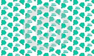 Collection with pattern vegan fruit on white background for textile design. Broccoli. White color background. Vector