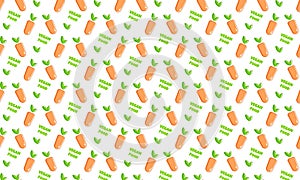 Collection with pattern vegan fruit on white background for textile design. Carrot. White color background. Vector