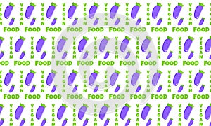 Collection with pattern vegan fruit on white background for textile design.Eggplant. White color background. Vector