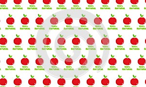 Collection with pattern vegan fruit on white background for textile design. Red apple.White color background. Vector