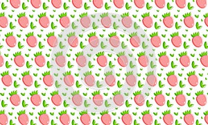 Collection with pattern vegan fruit on white background for textile design. Straberry. White color background. Vector