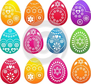 Collection of patterned colored Easter eggs