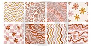 Collection of patterns in 60s, 70s, 80s style