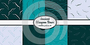 Collection of patterns with ancien tranged weapon bows photo