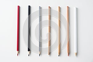 Collection of pens on white background